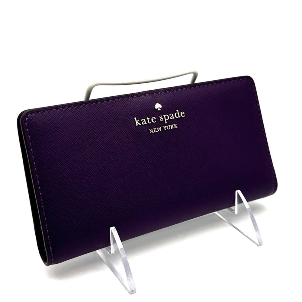 Kate Spade Small Madison Slim Bifold Wallet Purple/Gold  (NWT) - Picture 2 of 8